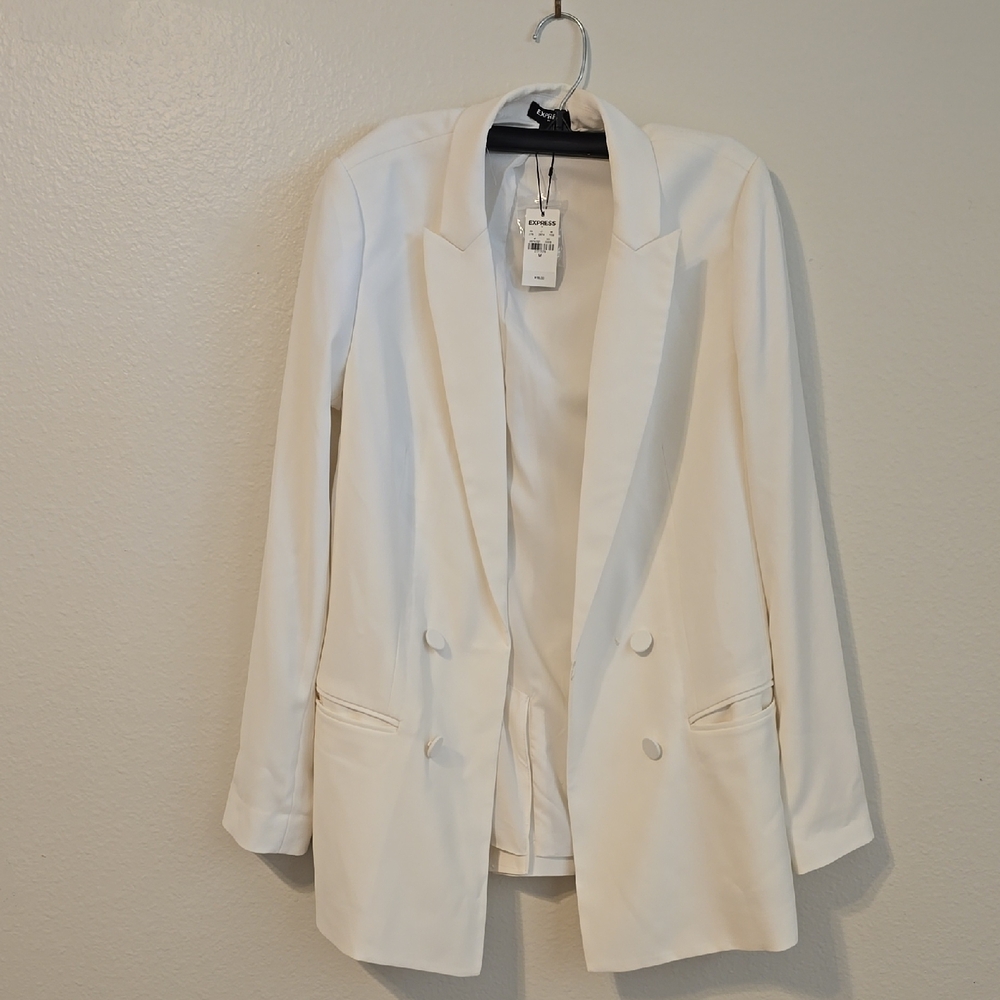 Express White Tailored Blazer with Notched Lapels